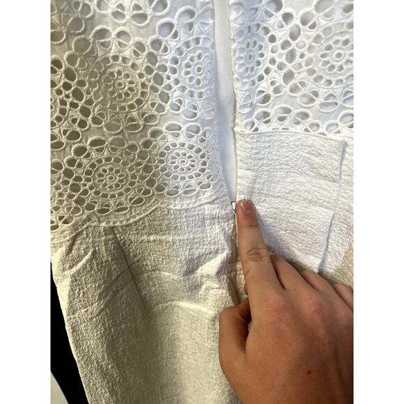 SANDRO Justin Broderie Anglaise-Paneled Jacquard Mini Dress White Size 40/L - Picture 6 of 12